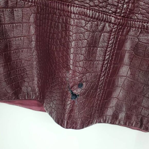 TANYA‎ TAYLOR Courtney Croc Embossed Faux Leather Skirt Cabernet Brown Size 8 - Picture 6 of 8
